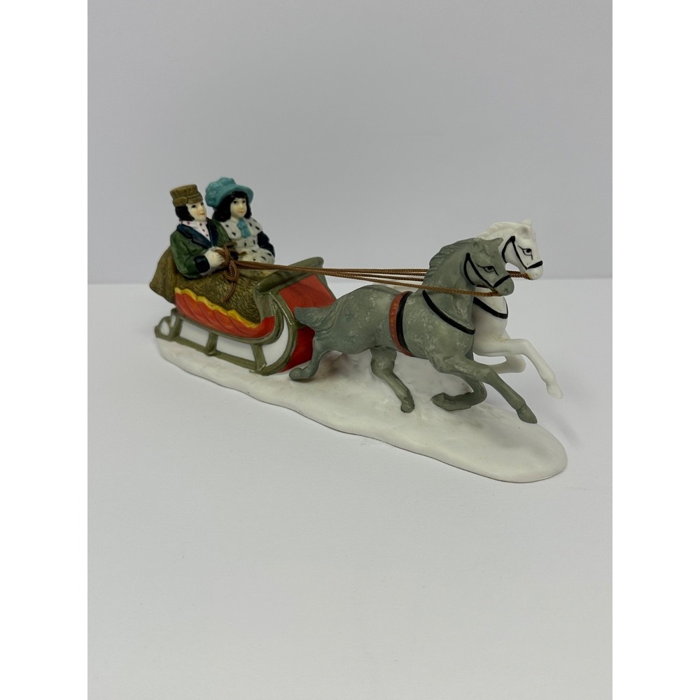RETIRED 1986 Dept 56 Heritage Village Collection "Sleigh ride" Horses #65110 VTG